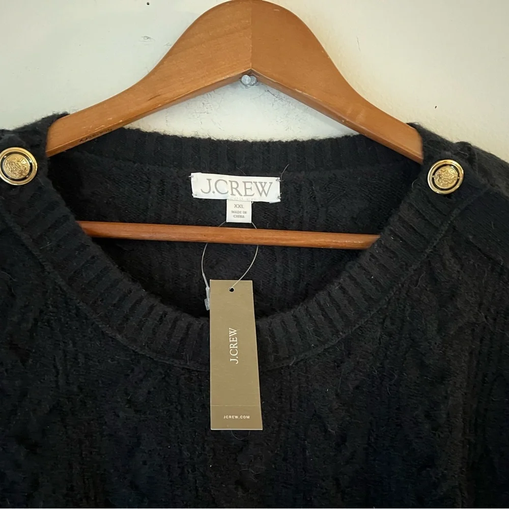 NWT J Crew Cable-knit Sweater Wool Alpaca Blend Buttons in Supersoft Yarn Sz XXL